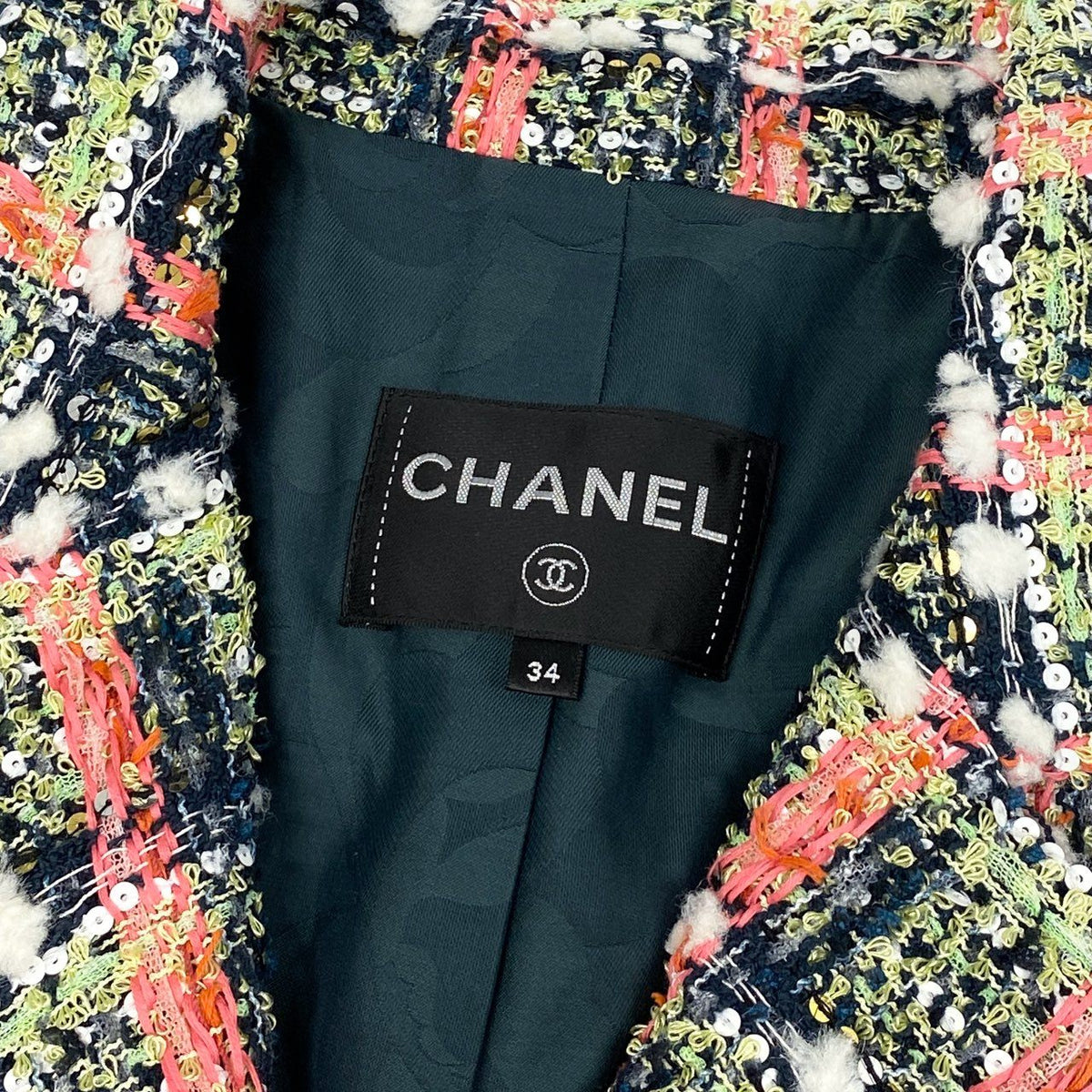 @Cd7 C CHANEL Chanel 2020 Cruise Line P62793 Sequin Blend Tweed Jacket 4P Jacket Size 34 Ladies Here Mark Buttonk02i