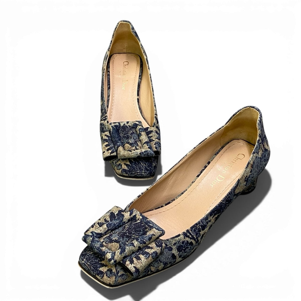 @ b17 DIOR IDYLLE Flower Print Denim Pumps 37.5 Blueta2