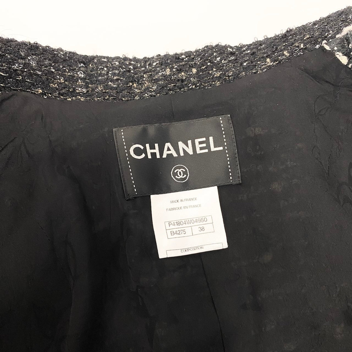 @Cd20 CHANEL Tweed Coat Jacket, Coco Button, Double-Breasted, P41804W04950, Size 38, Gray, Women'snu1