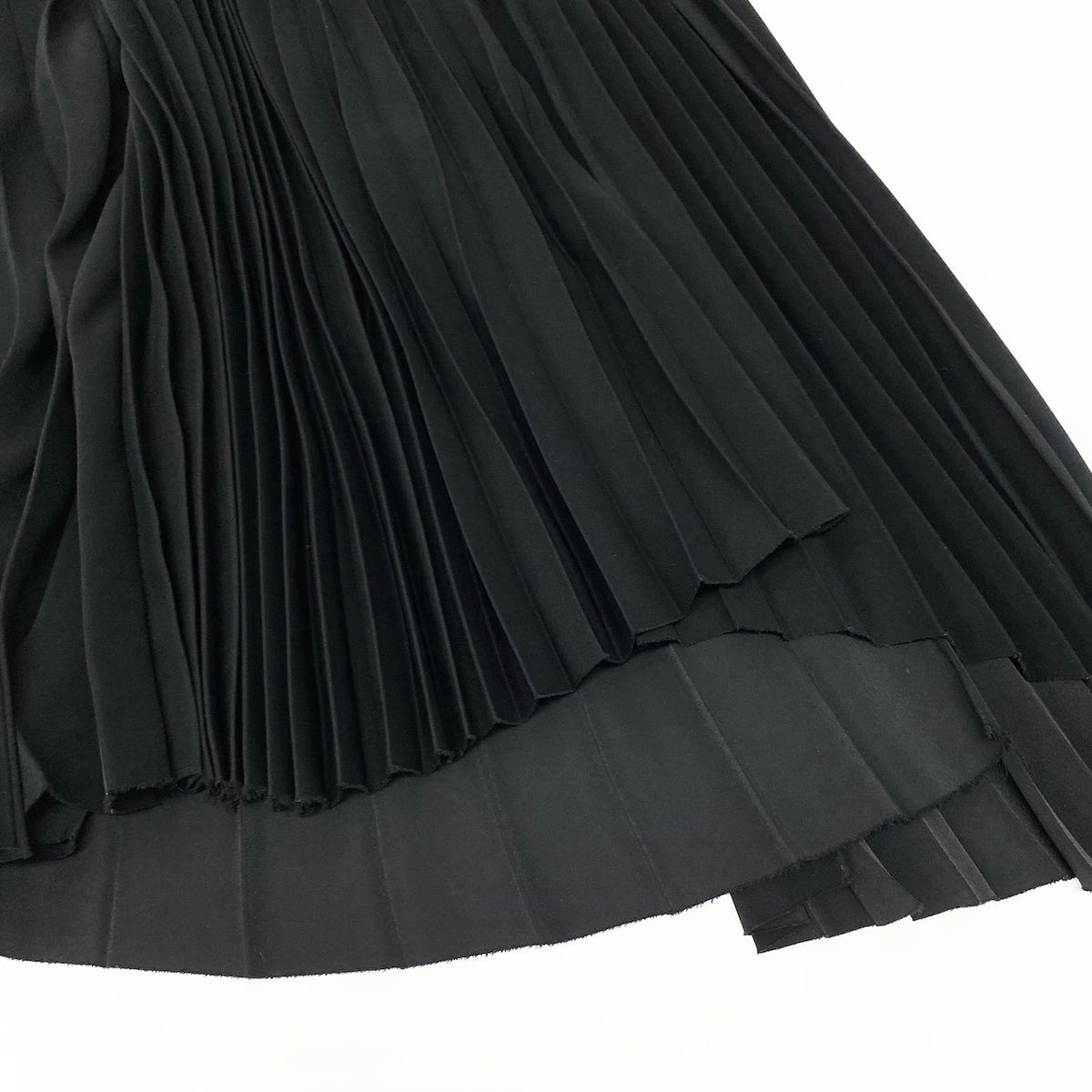 @Ic30 BALENCIAGA Pleated Wrap Skirt Asymmetrical Design Size 34 Black Logo Waist Women's Polyesteru02t