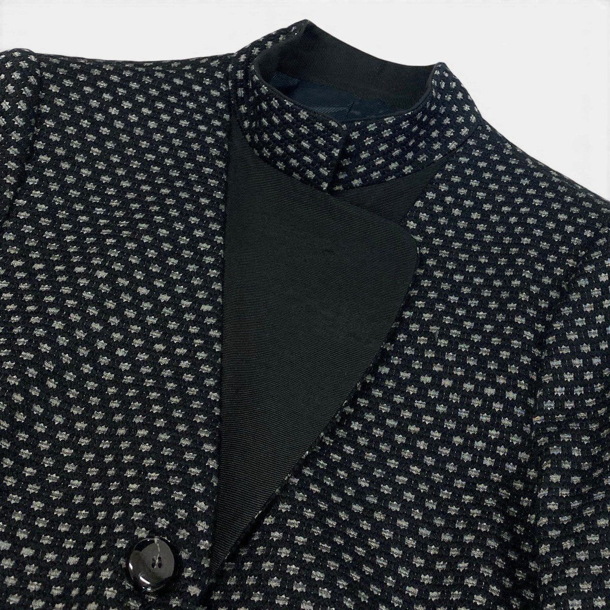 @G Ef27 ARMANI COLLEZIONI Embroidered Pattern Tailored Jacket Size 40 Black Women's