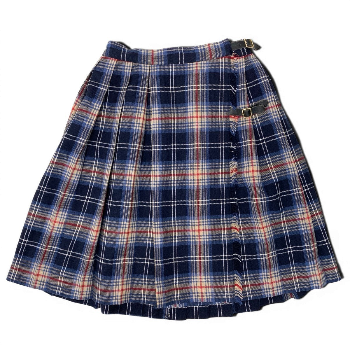 @D Ig9 BURBERRY バーバリー ラップスカート チェック柄 バックプリーツ サイズS/160 マルチカラー レディースo07t