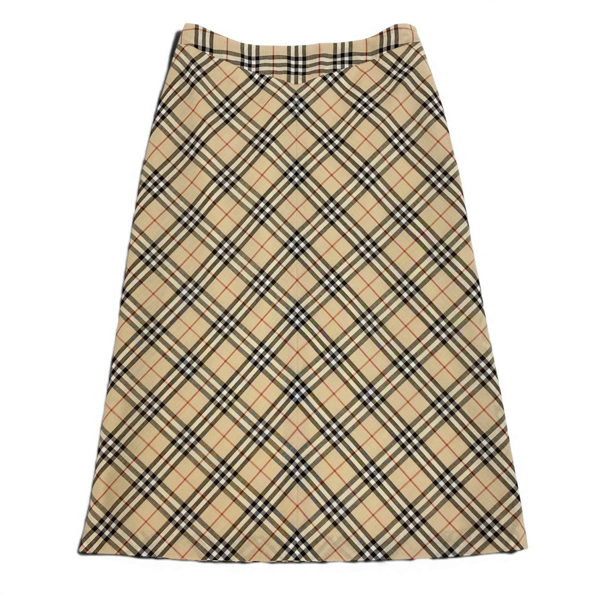 @Ig16 BURBERRY LONDON BLUE LABEL Nova Check A-Line Midi Skirt Beige Size 38 Womeno07t