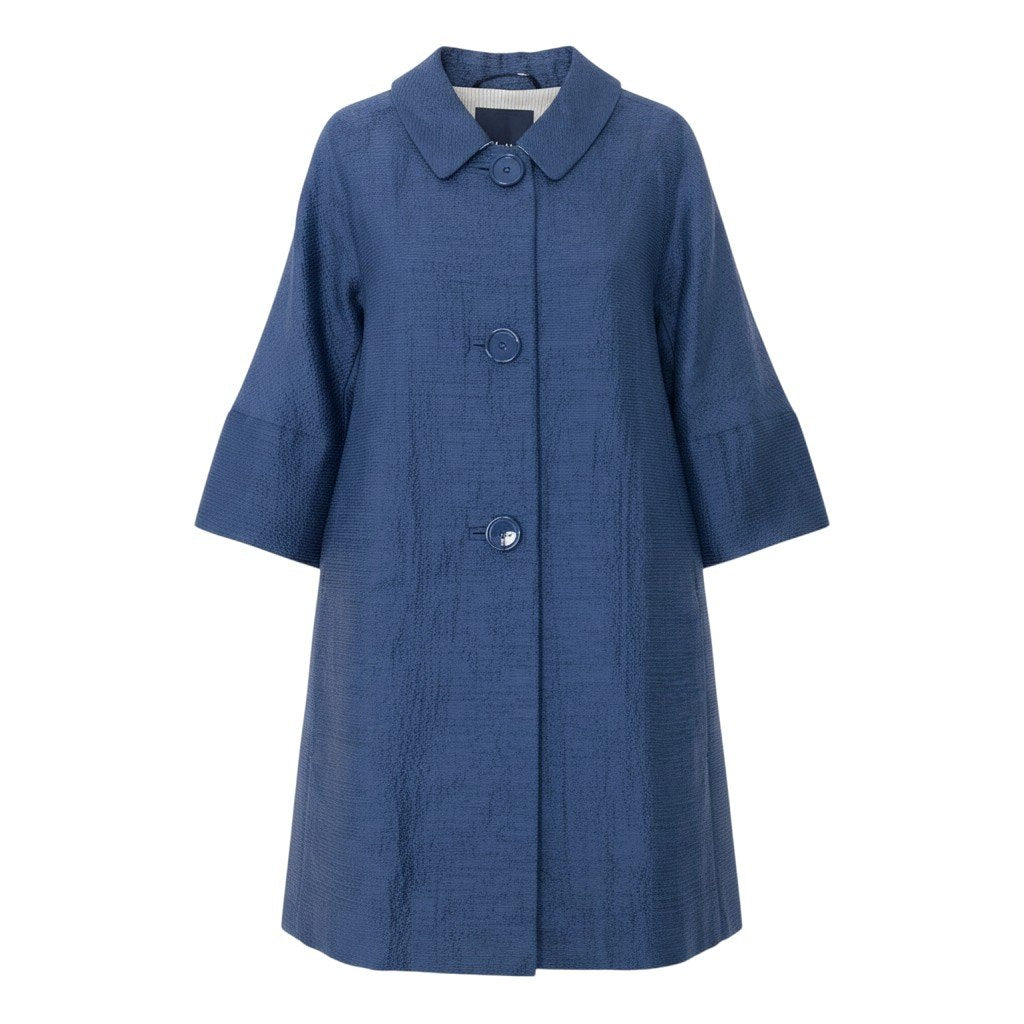 49g17 'S MaxMara エスマックスマーラ ステンカラーコート 麻混紡 サイズ38 ネイビー レディースu02t