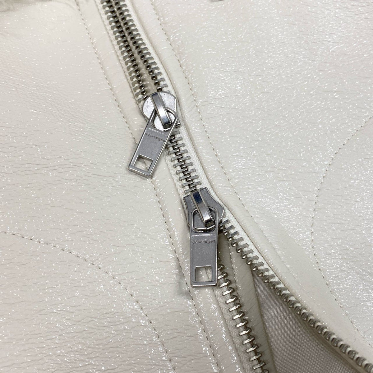 @ Ia15 COURREGES Karakul Lamb Fur Leather Jacket Off White Newk02i
