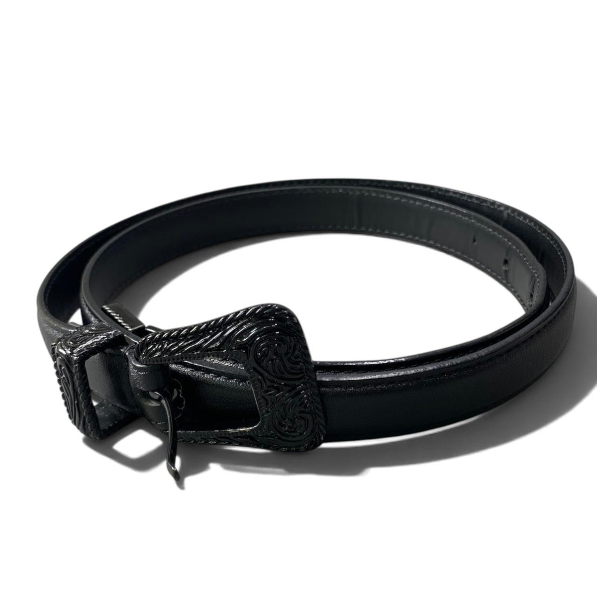 h20 Saint Laurent Hedi Slimane Western Belt Black Leather Italy Women'sk02i