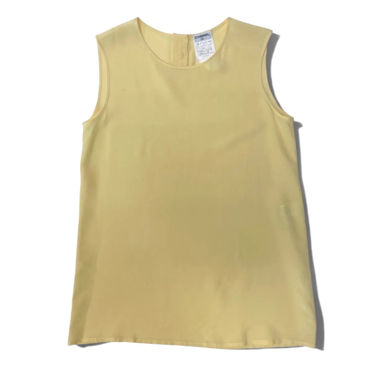 Ch1 CHANEL 1997 Cruise Sleeveless Silk Blouse P08961 100% Silk Size 38ta2