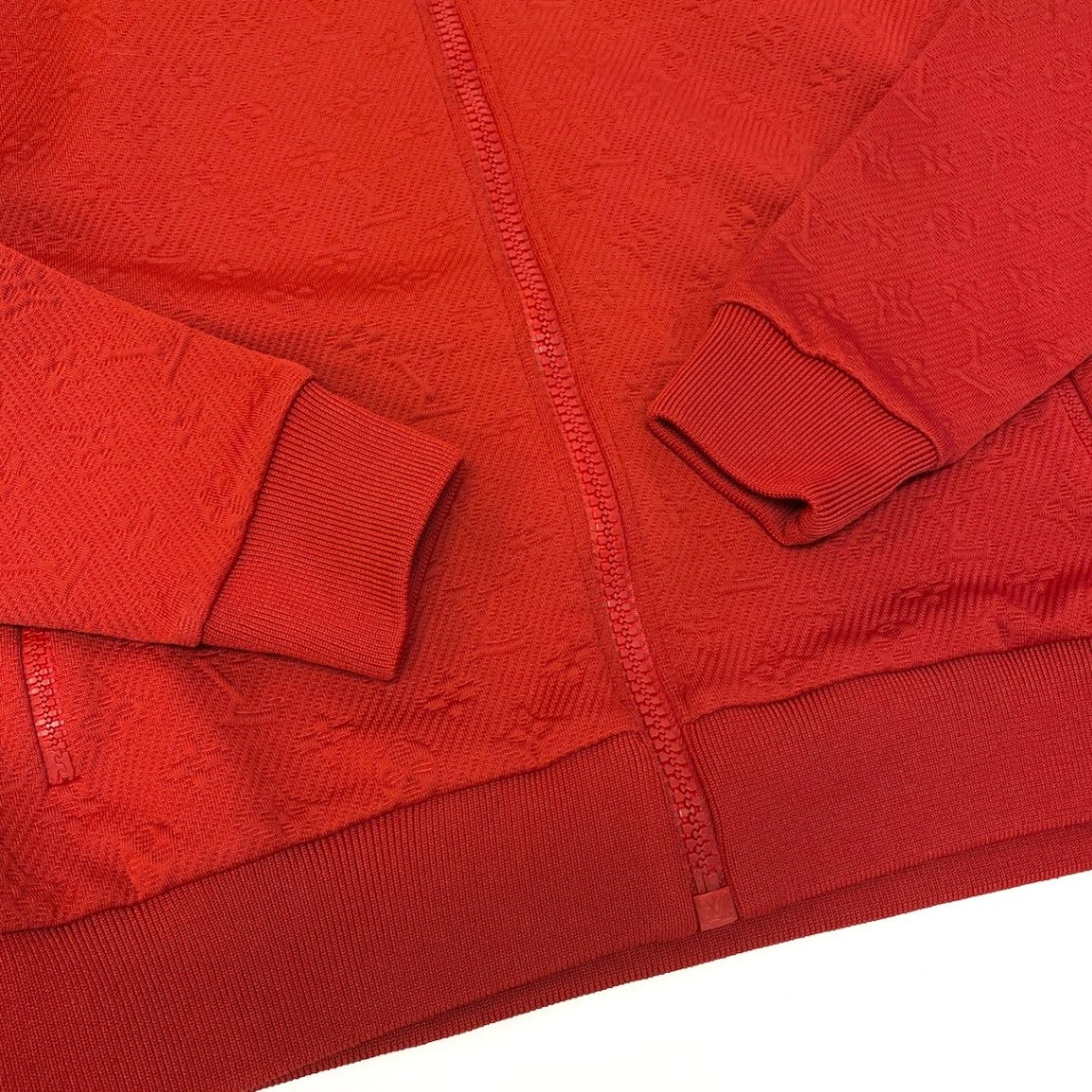 @Id15 LOUIS VUITTON LV Monogram Zip Jacket, Size S, Red Blousont18r