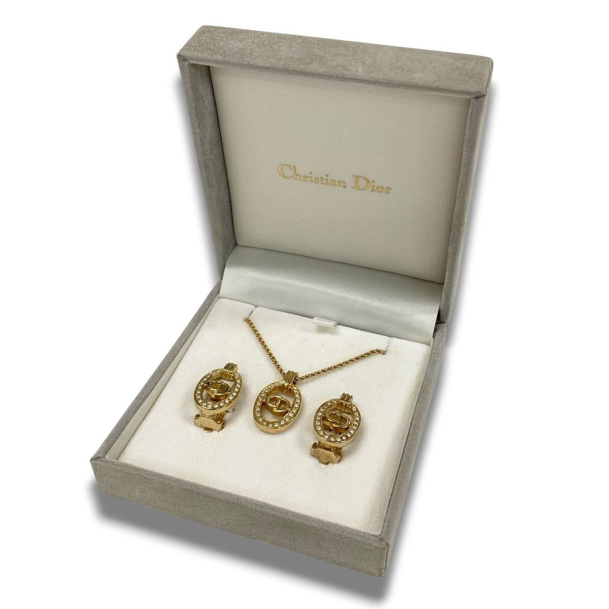 @c3 Christian Dior necklace and earring set with CD logo and rhinestonesta2
