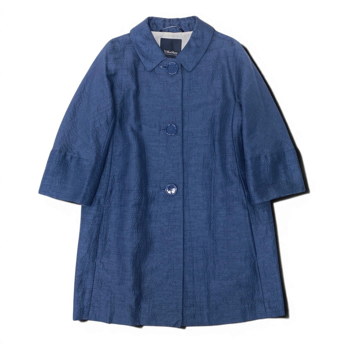 49g17 'S MaxMara エスマックスマーラ ステンカラーコート 麻混紡 サイズ38 ネイビー レディースu02t