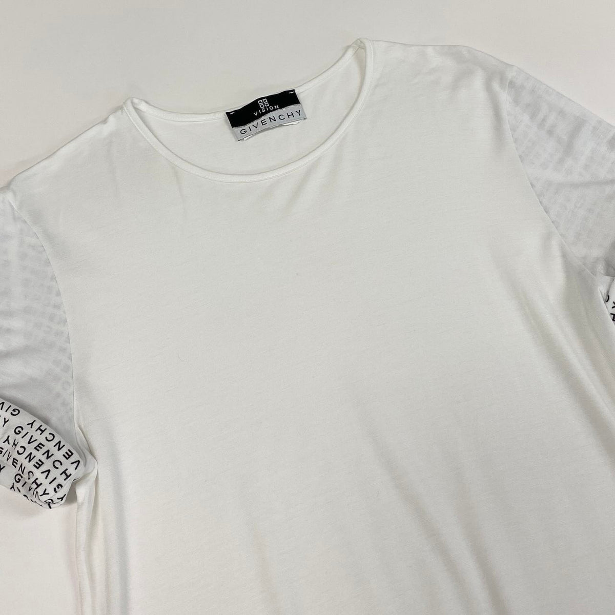 Ic27 GIVENCHY ジバンシー 半袖Tシャツ スリーブブランドロゴ ストレッチ素材 トップスカットソー イタリア製 ホワイト レディース 女性用u02tu02tu02t
