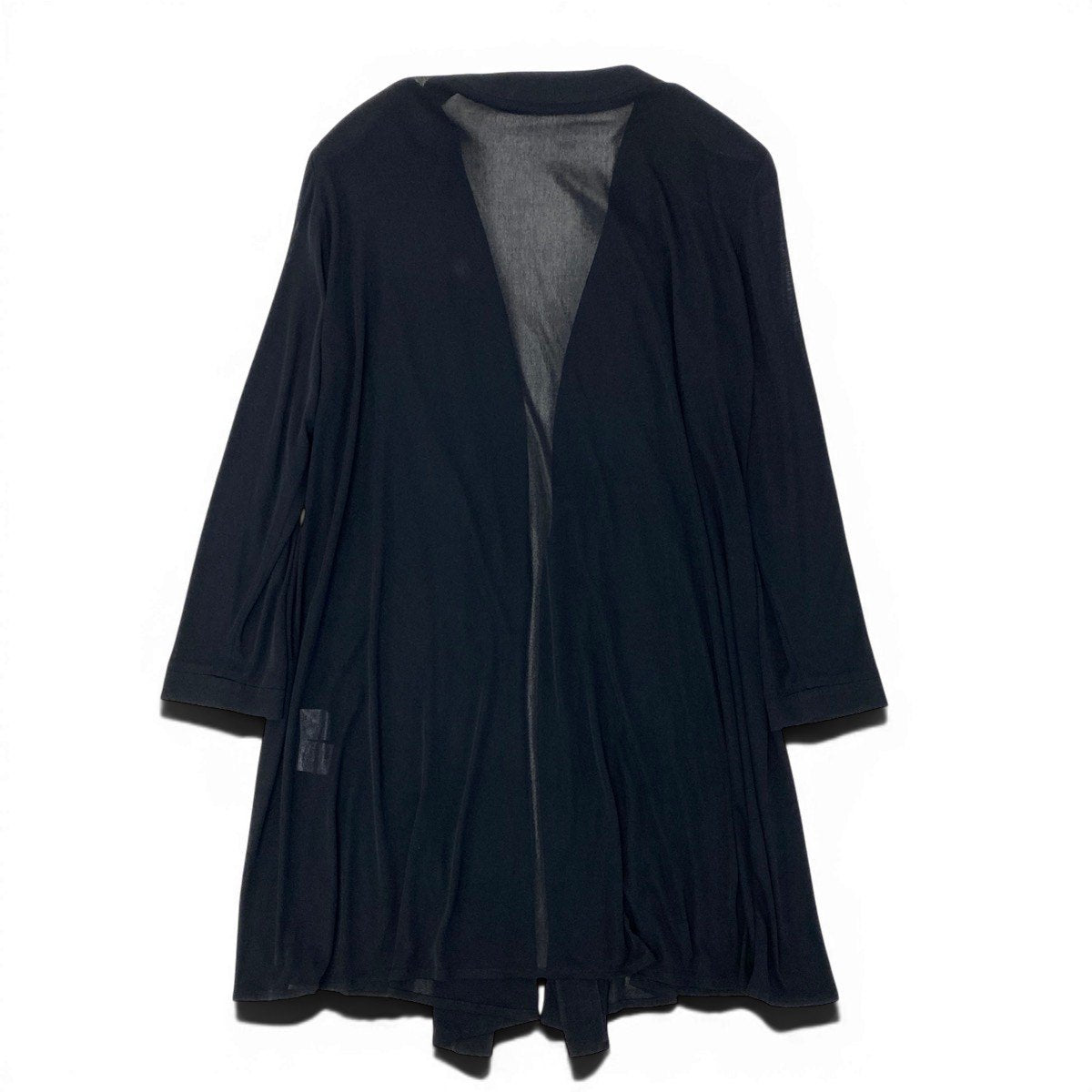 37g17 LEONARD FASHION レオナール ロング シアーカーディガン カンカン素材 サイズL ブラック レディースu02t