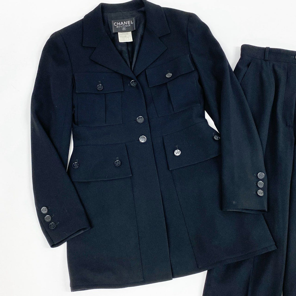 @ Ca15 CHANEL 1991 Jacket Pants Suit Set 36 Black P11193ta1