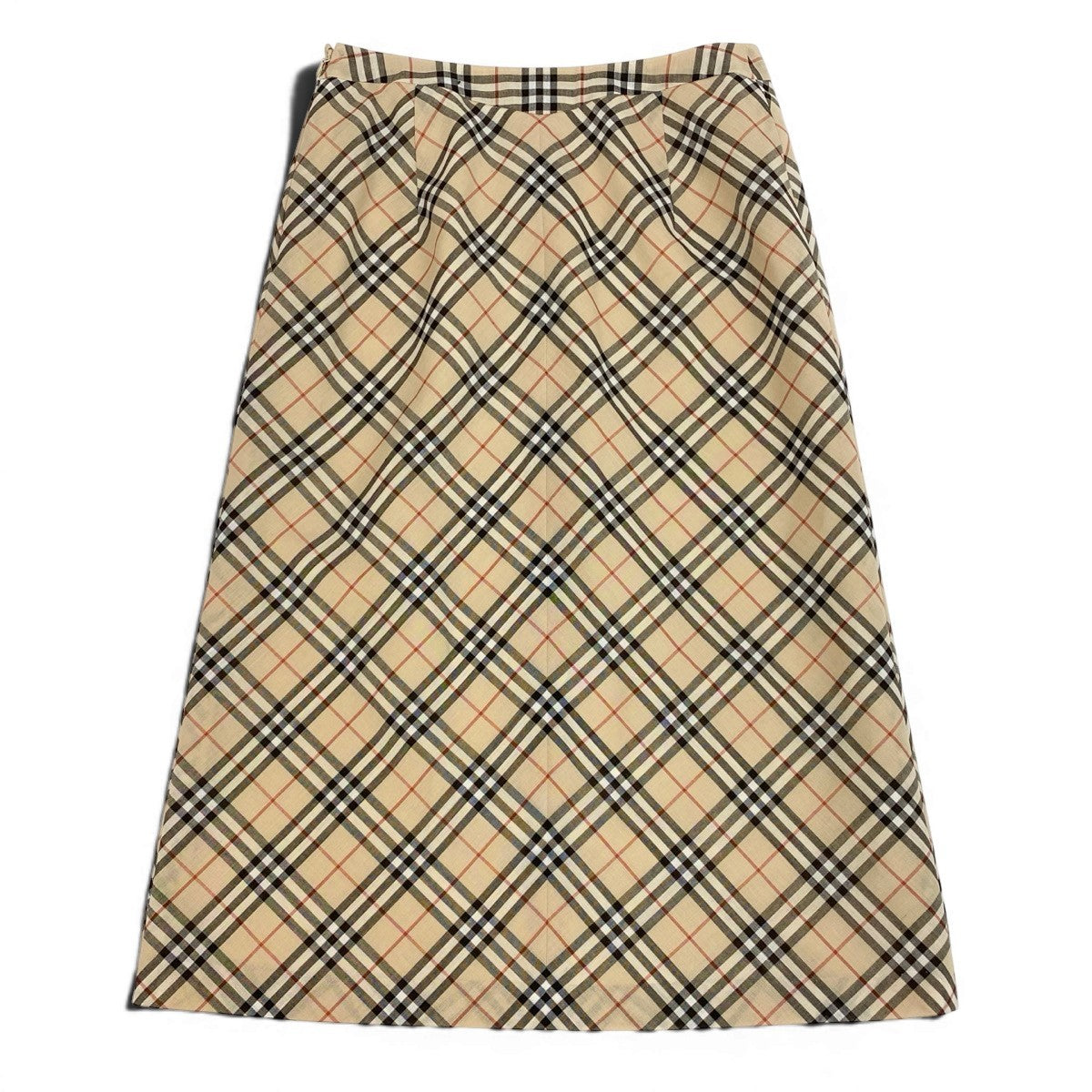@Ig16 BURBERRY LONDON BLUE LABEL Nova Check A-Line Midi Skirt Beige Size 38 Womeno07t