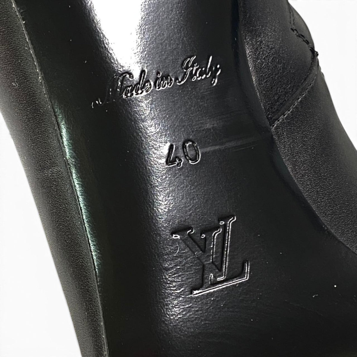 h12Louis Vuitton Donna Line Ankle Boots Black Leather Size 40 Women'sk02i
