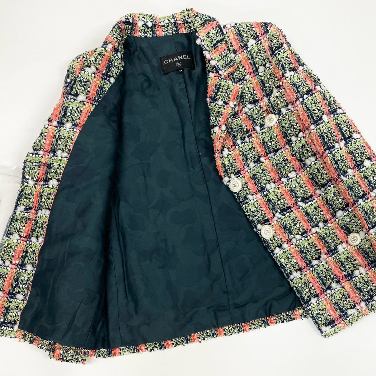 @Cd7 C CHANEL Chanel 2020 Cruise Line P62793 Sequin Blend Tweed Jacket 4P Jacket Size 34 Ladies Here Mark Buttonk02i