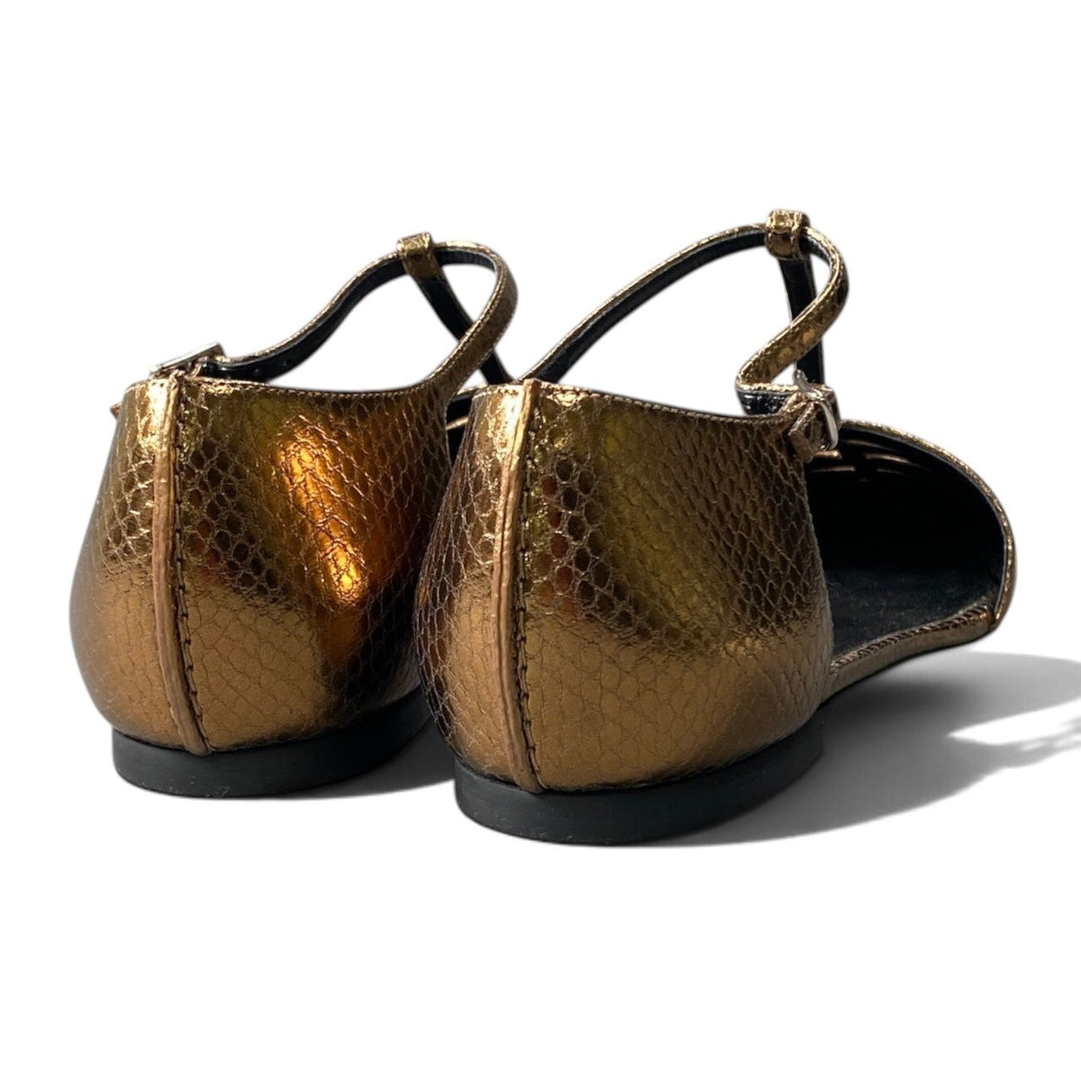 h13Stella McCartney Python Embossed T-Strap Flats Size 38 Women'sk02i