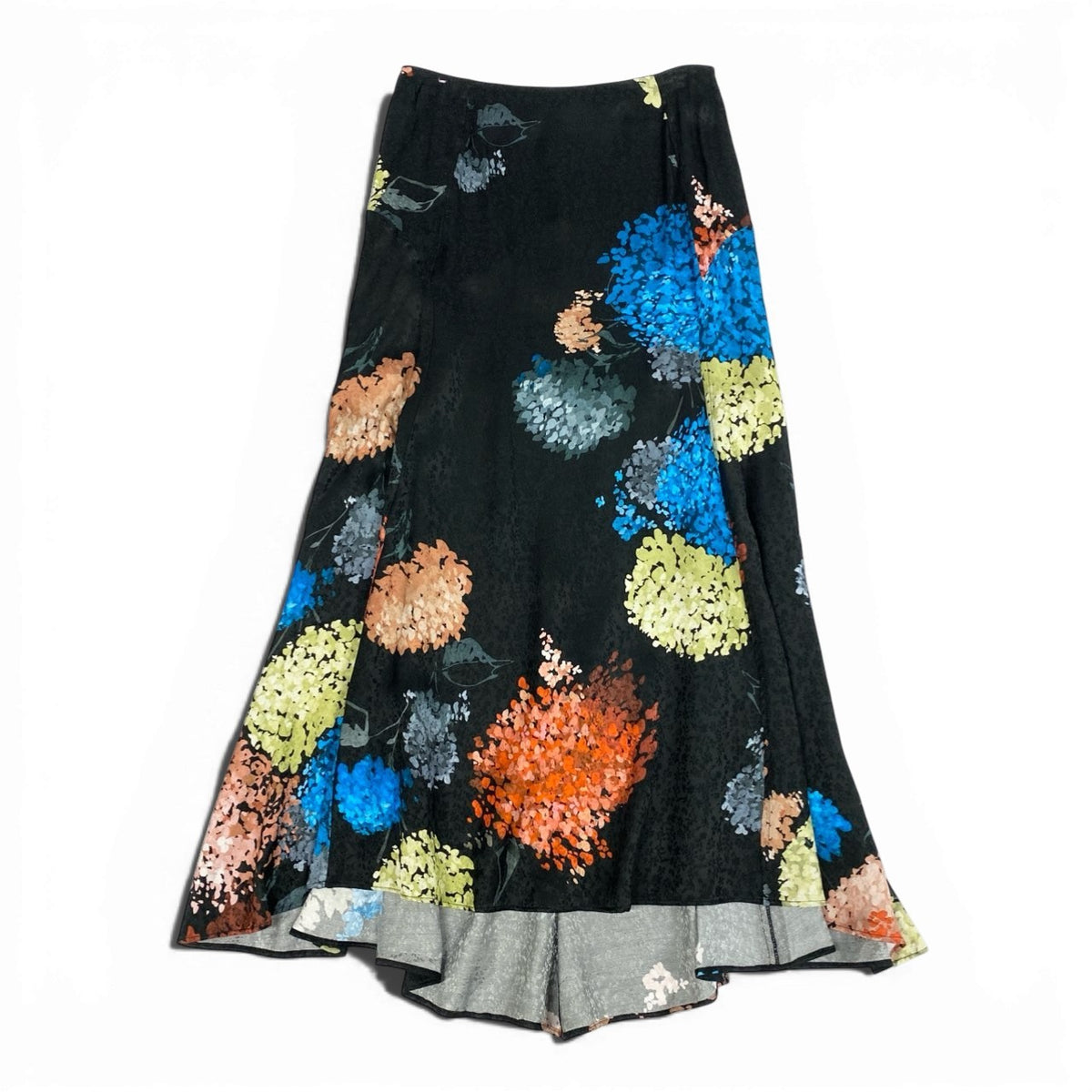 @Eb10 NEW ROCHAS 2024 Floral Print Flare Skirt Black Size 38 Women's Made in Italyk02i
