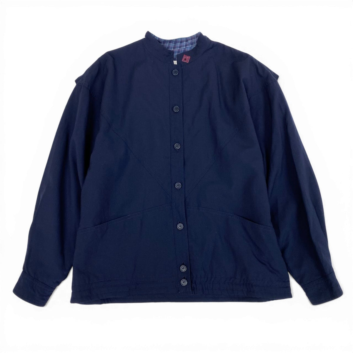 @Ec27Christian Dior Long Sleeve Shirt CD Logo Embroidered Navy Wool 100% Size M Women's Topu02t