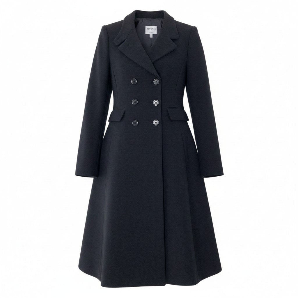 37g17 ARMANI COLLEZIONI アルマーニコレツィオーネ チェスターコート ダブルブレスト ウールブレンド サイズ40 イタリア製 ブラック レディースu02t