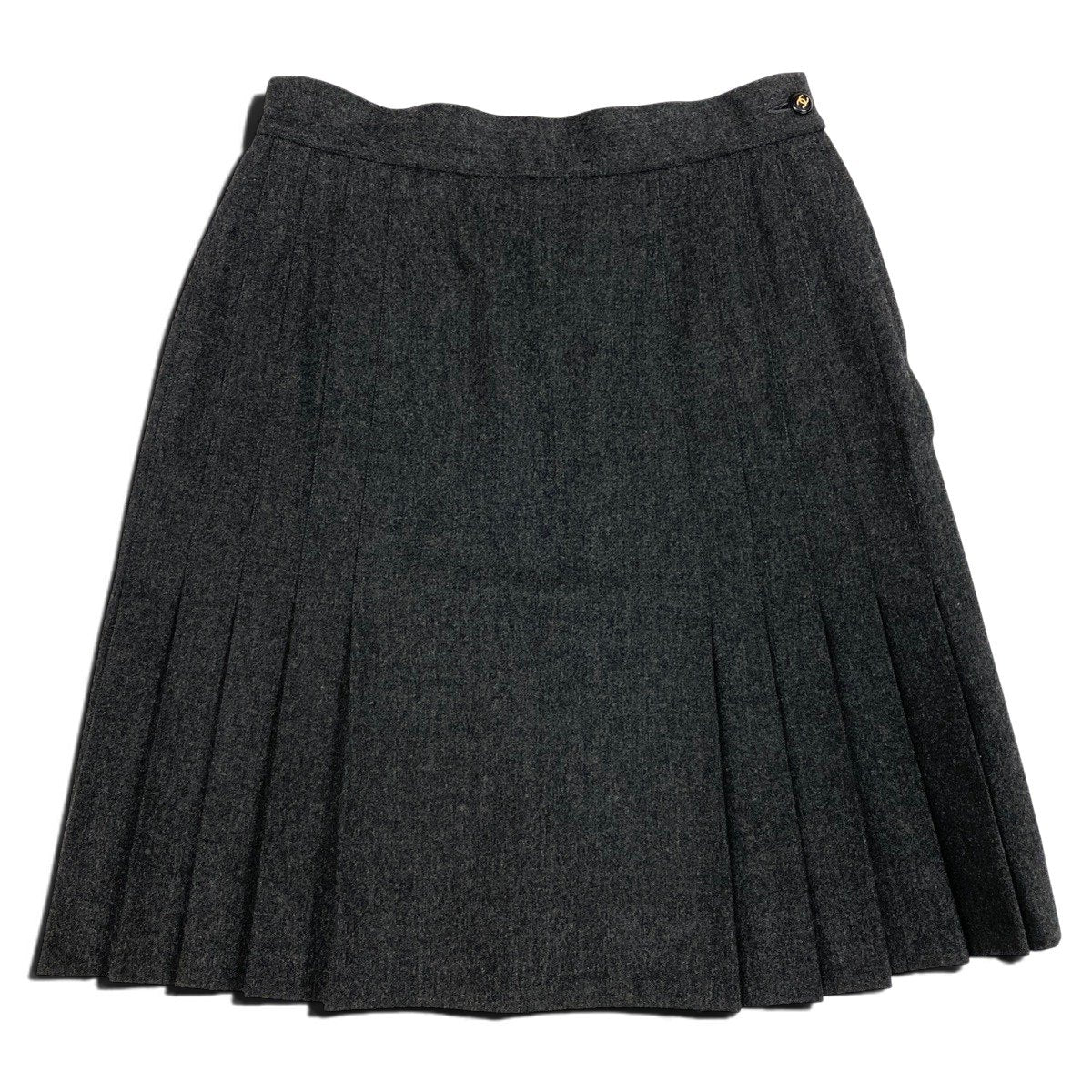 K Ch11CHANEL 1994 AW Pleated Mini Skirt Size 38 Gray 100% Wool Women’s Vintage