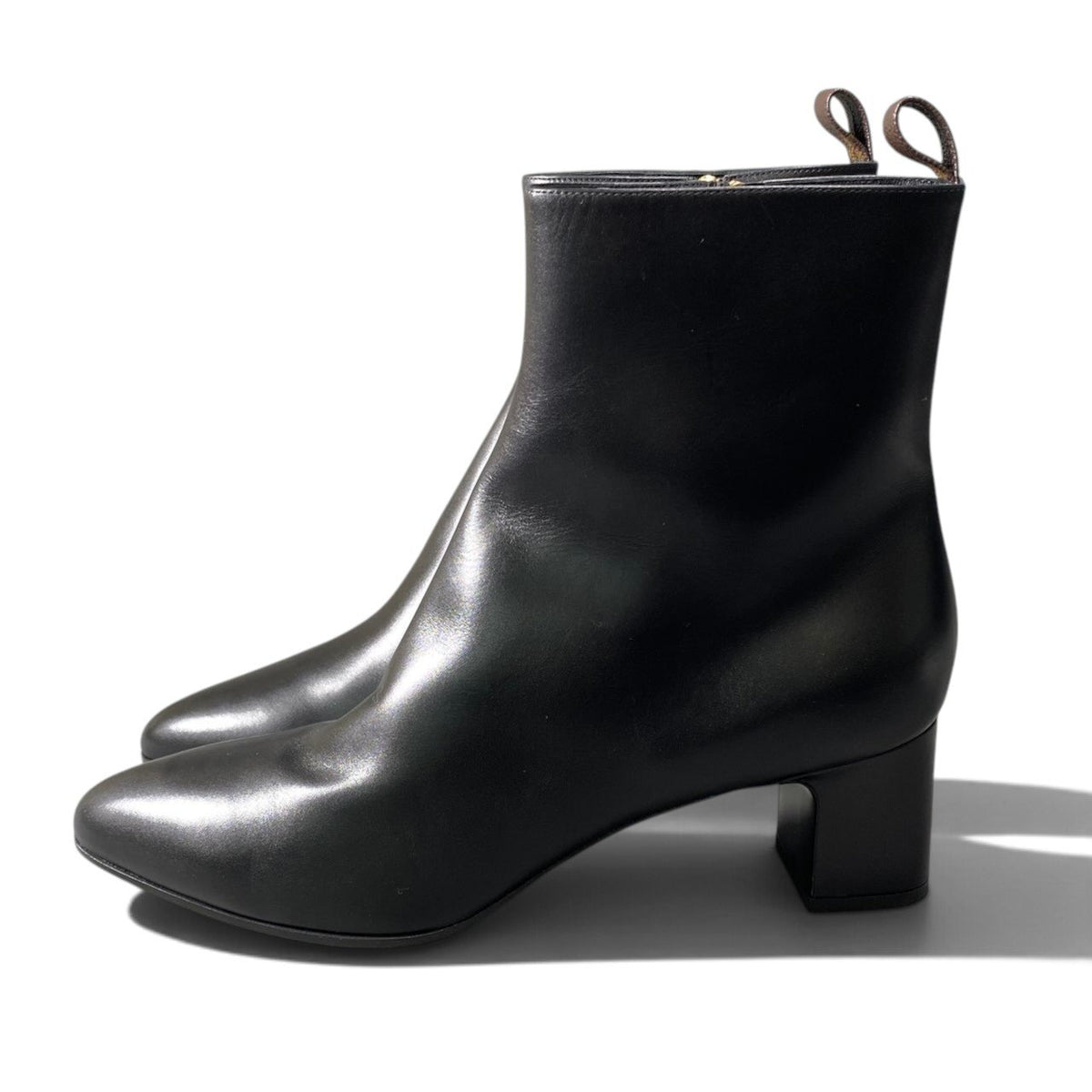 h12Louis Vuitton Donna Line Ankle Boots Black Leather Size 40 Women'sk02i