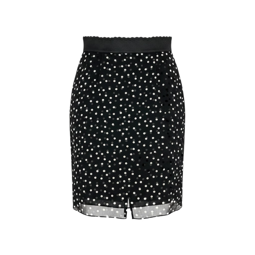 Eh11 Dolce & Gabbana Polka Dot Silk Skirt Black Size 38 Women'so07t