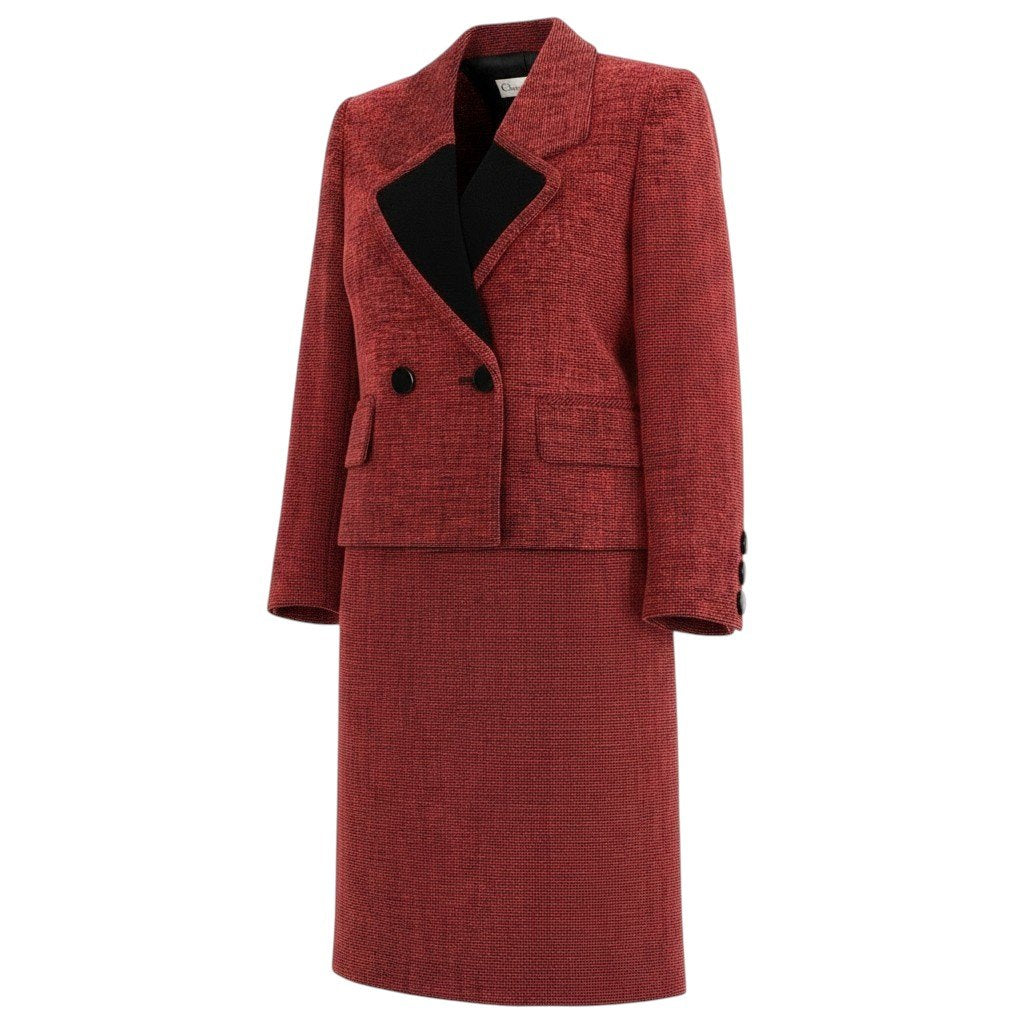 8f5Christian Dior Tweed Skirt Suit Set (Two-tone)u02t