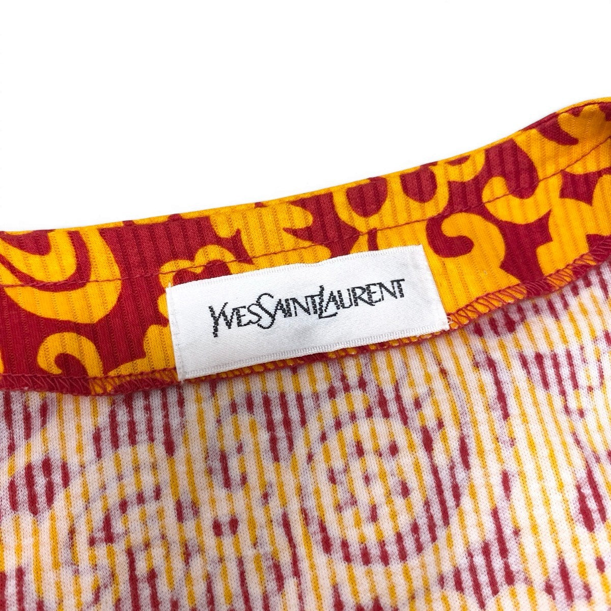 @Ef15 Yves Saint Laurent Print Collarless Jacket Orange Red Size M Women’so07t