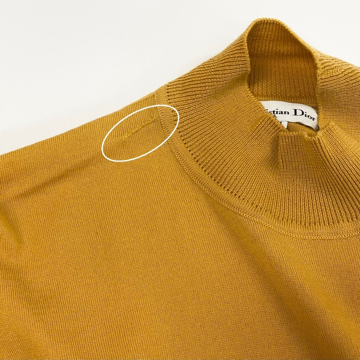 Ih6 Christian Dior CD Logo Mock Neck Wool Sweater Mustard M Women'so07t