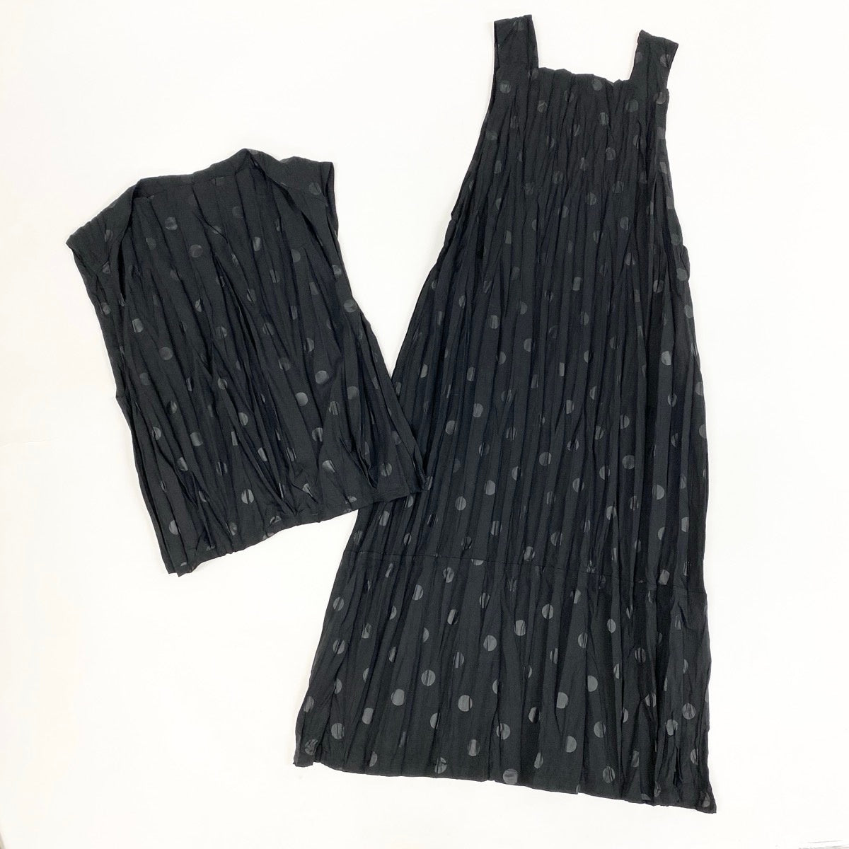 Ah10Y's for Living Dot Crinkle Top Dress Set Black Polyester Women'so07t