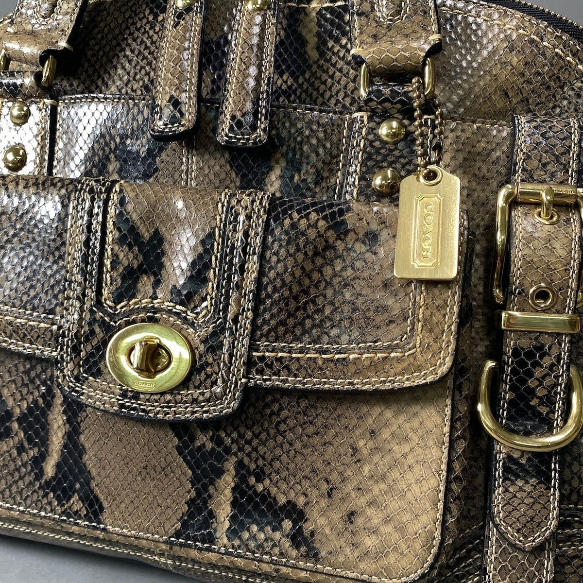 h11 COACH Hampton Miranda Python Satchel Handbagt18r