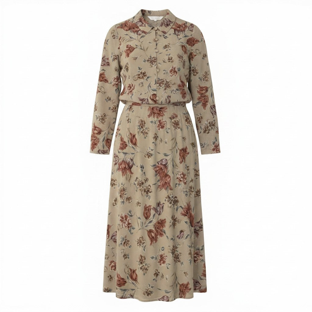 @Ef25 Burberrys Floral Sheer Shirt & Long Skirt Set Beige Size 38 Womeno07t