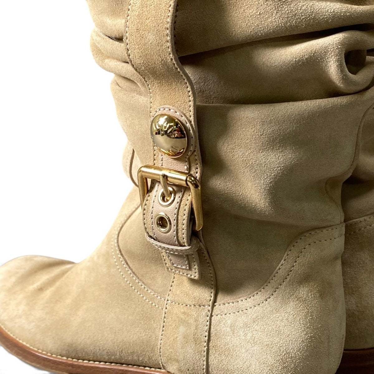 h12Louis Vuitton Draped Engineer Boots Suede Size 37 Women'sk02i