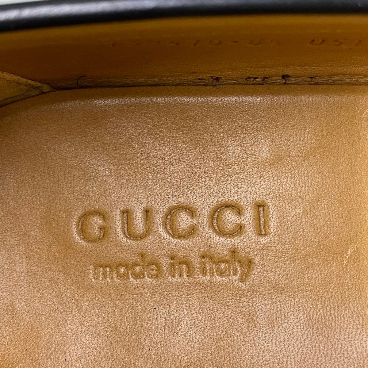 @e4 GUCCI Interlocking GG Logo Loafers Black Leather Slip On Dress Shoes 738470 Size 8.5 Men’s Italyo07t