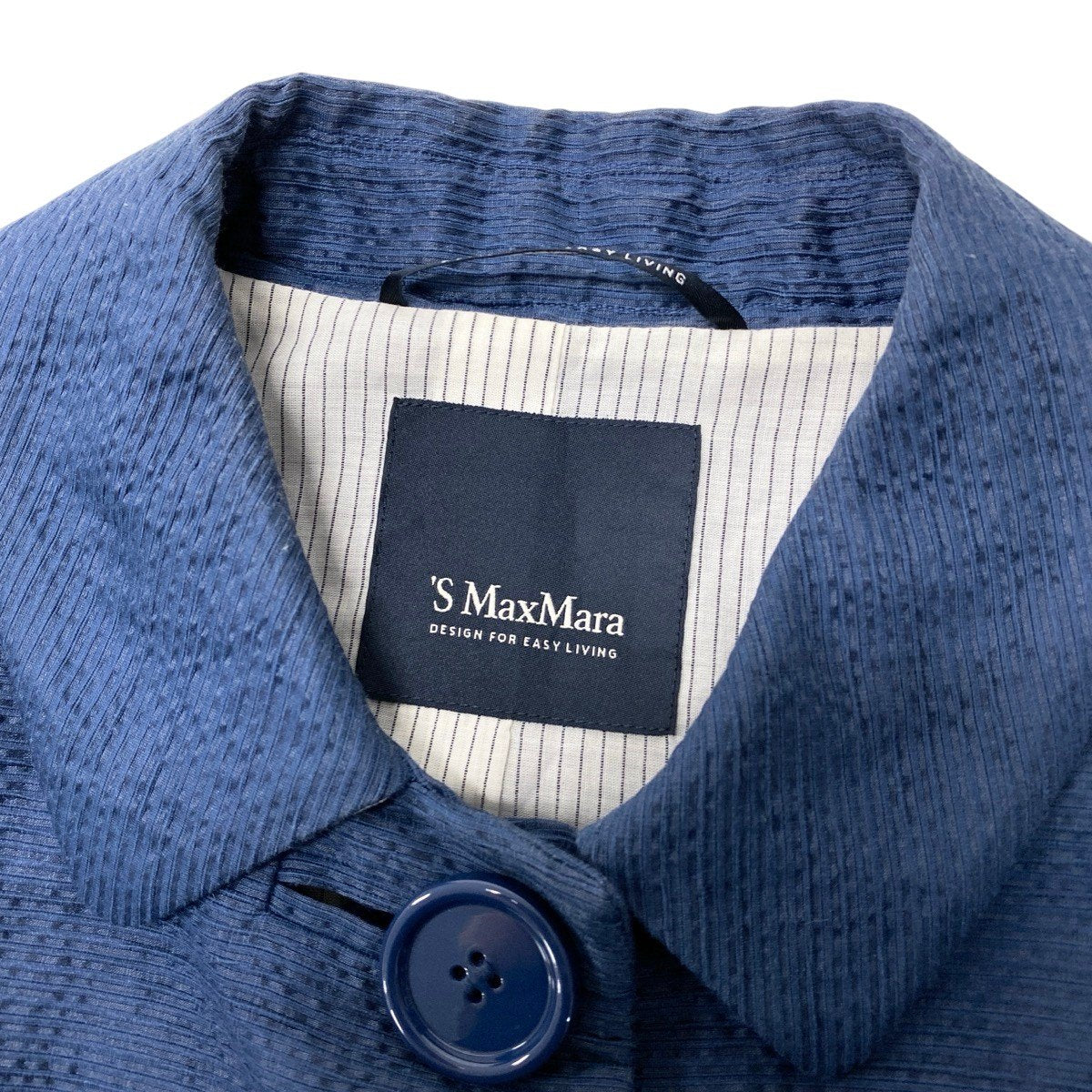 49g17 'S MaxMara エスマックスマーラ ステンカラーコート 麻混紡 サイズ38 ネイビー レディースu02t