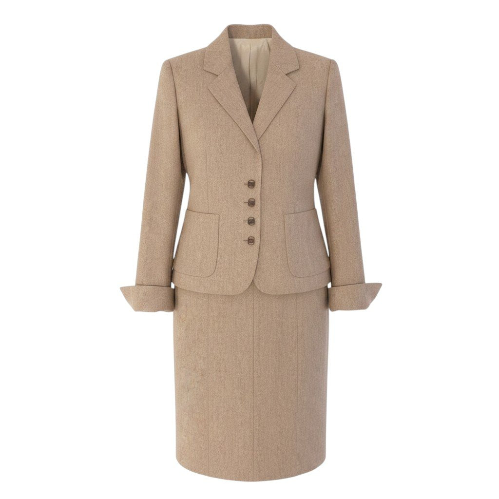 11e27Salvatore Ferragamo skirt suit, formal suit with Vara buttons, size 40.u02t