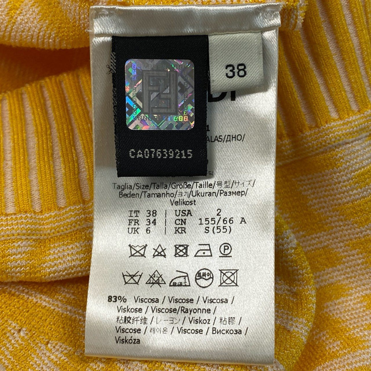 @ Ib7 Fendi 2021 FF Logo Knit Pencil Skirt Yellow Size 38ta1