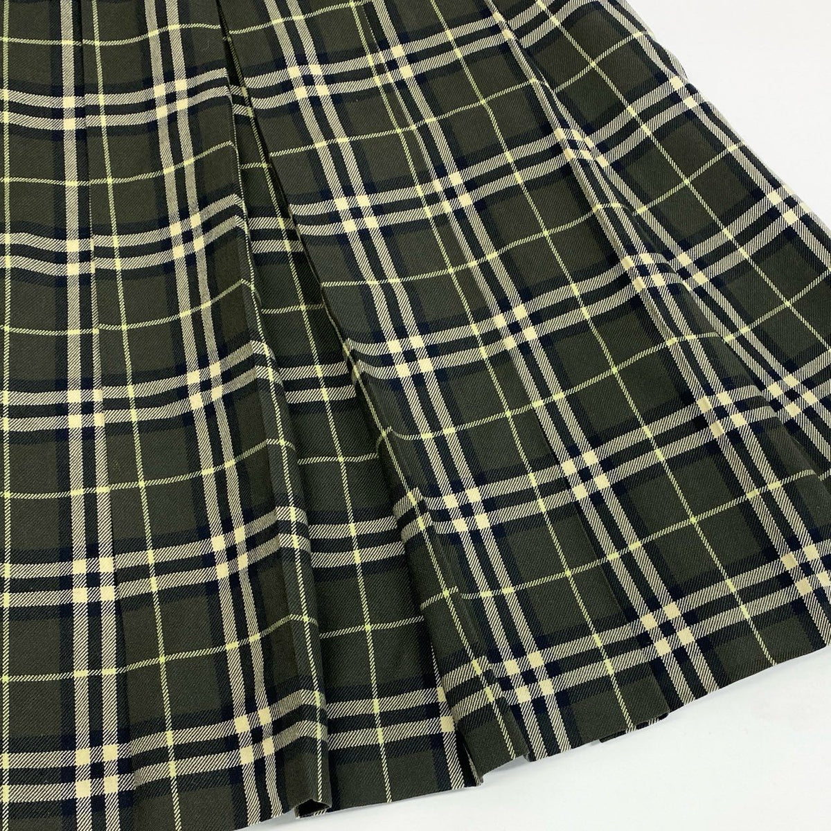 IcIc18 BURBERRY LONDON バーバリー タックプリーツスカート ロングスカート ノバチェック レディース 女性服 サイズ40 グリーン系 カーキk02i