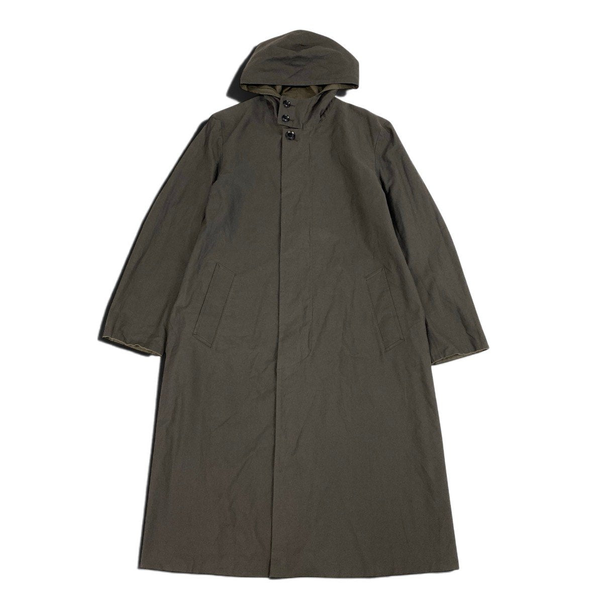 L Ah6 Y's BANG ON! Yohji Yamamoto Reversible Hooded Zip Long Coat Size 2 Khaki Men o07t