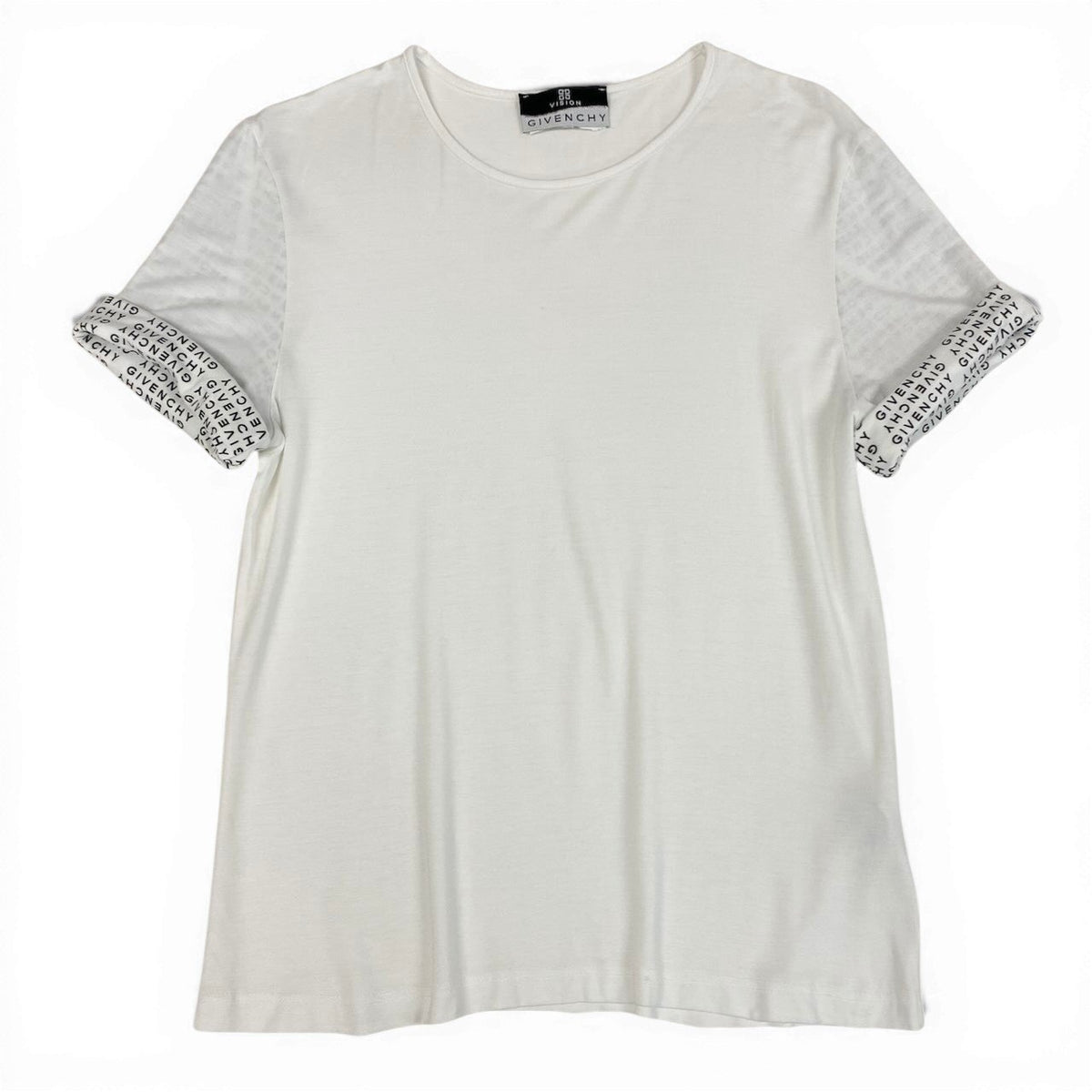 Ic27 GIVENCHY ジバンシー 半袖Tシャツ スリーブブランドロゴ ストレッチ素材 トップスカットソー イタリア製 ホワイト レディース 女性用u02tu02tu02t