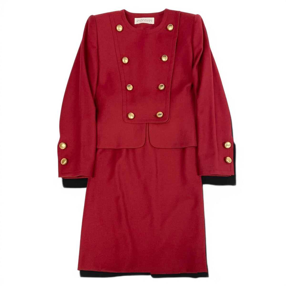 25e14GIVENCHY skirt set, collarless jacket and tight skirt, size 6.u02t