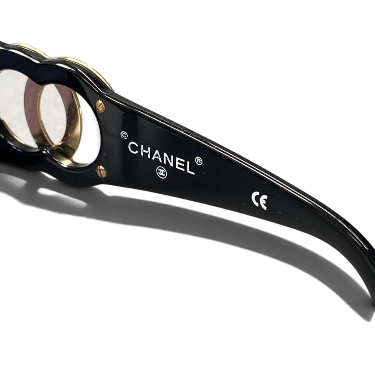 h12 CHANEL CC Logo Sunglasses Eyewear 05253 94305 Black Gold Women'sta1