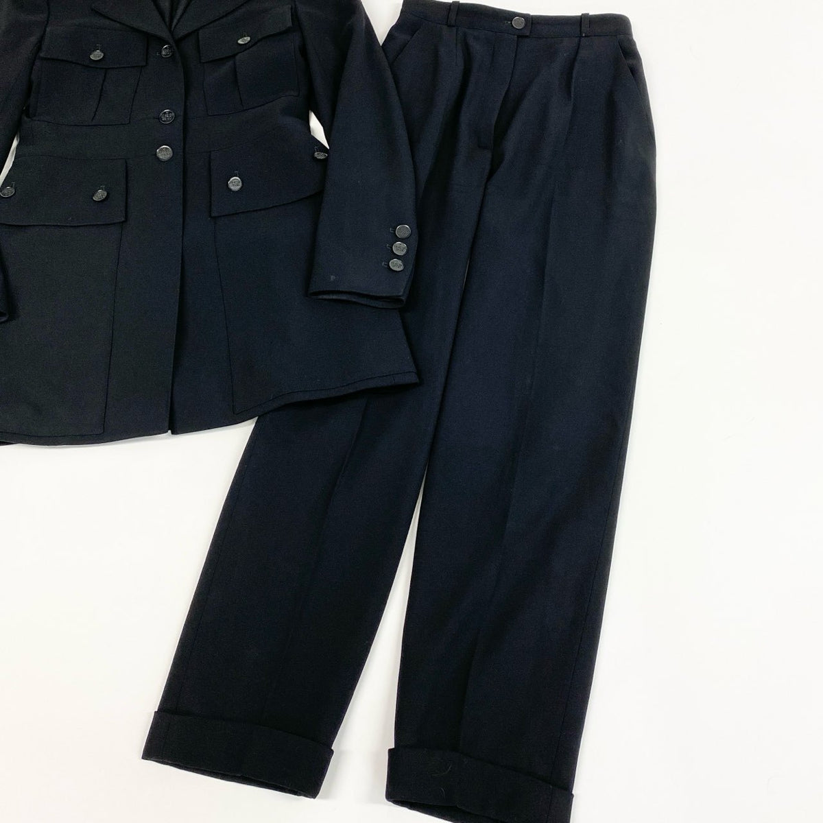 @ Ca15 CHANEL 1991 Jacket Pants Suit Set 36 Black P11193ta1