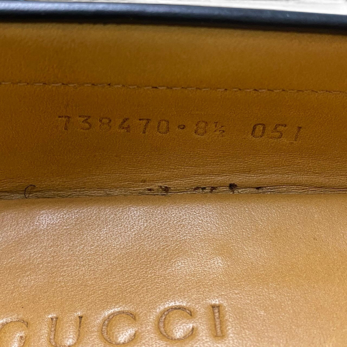 @e4 GUCCI Interlocking GG Logo Loafers Black Leather Slip On Dress Shoes 738470 Size 8.5 Men’s Italyo07t