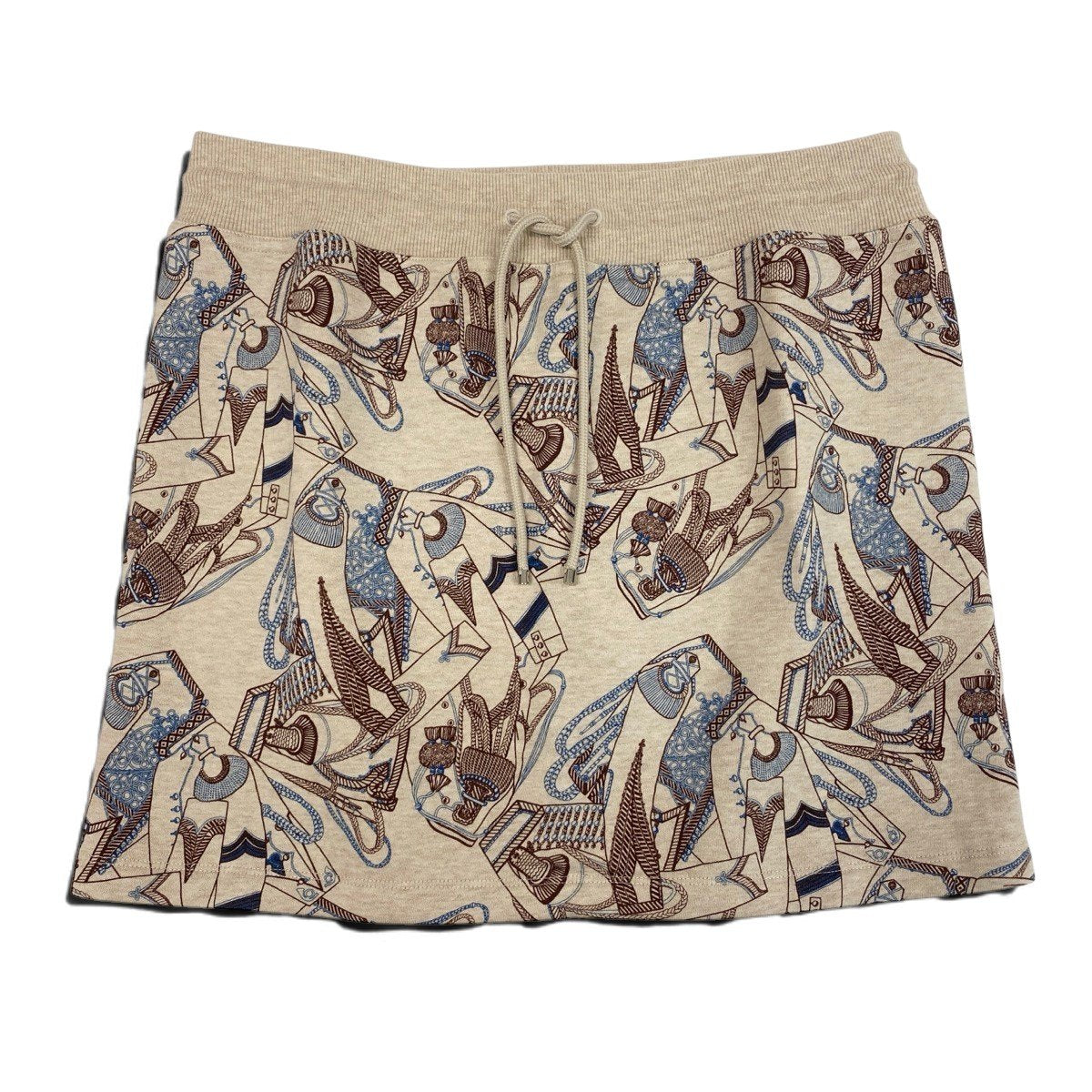 Eh11 HERMÈS Zouaves et Dragons Print Mini Skirt Size 38 Women'sk02i