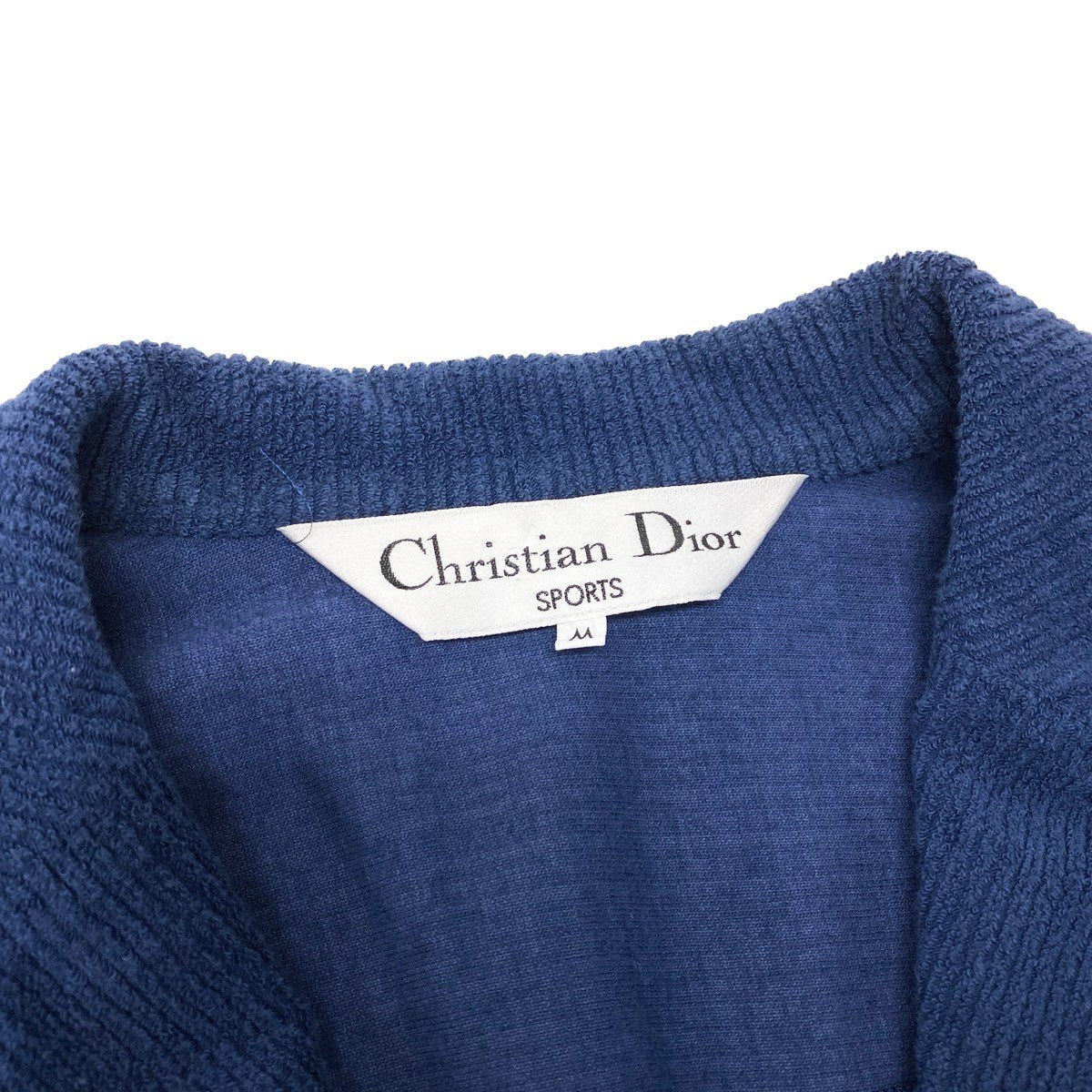 K Eh10 Christian Dior SPORT Chester Coat Rib Pile CD Logo Gold Buttons Size M Navy Women o07t