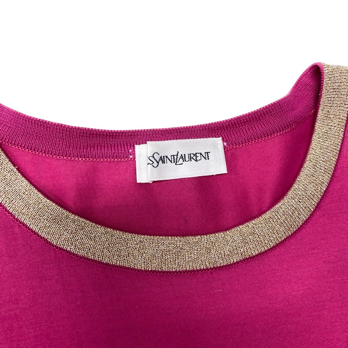 Ih10 YVES SAINT LAURENT Yves Saint Laurent YSL Cassandre Logo Long Sleeve T-Shirt Pink M Women'so07t