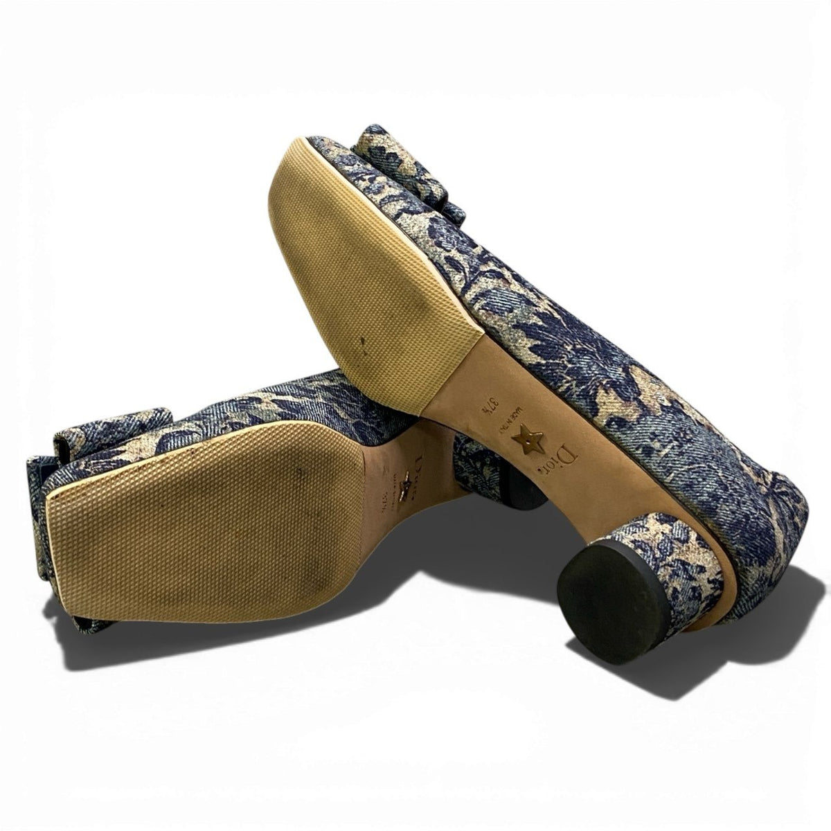 @ b17 DIOR IDYLLE Flower Print Denim Pumps 37.5 Blueta2