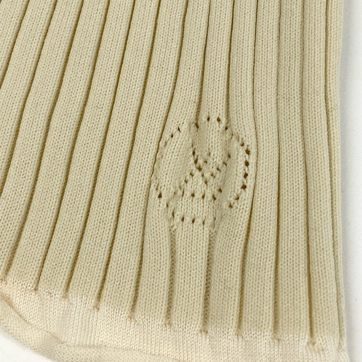 I@ Eb11Louis Vuitton Women’s Rib Knit Long Sleeve Sweater Ivory Logo Detail Size Mk02i